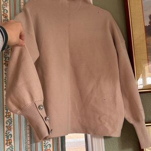 Tahari Women's Sweater in Light Brown with Button Details